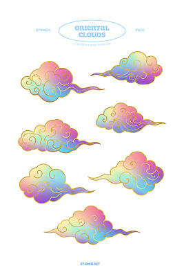 모양 PSD 구름 디자인 아시아 예술 컬러 스티커 패턴 일러스트 문구용품 그래픽 장식 컬러풀 오리엔탈 오브젝트 수공예 창의성 핸드메이드 국내일러스트 자연요소 나라 무늬 공예 파일형식