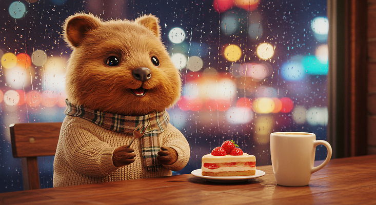 JPG 편집이미지 행복 감정 디저트 케이크 카페 우유 도시 비석 먹기 즐거움 따뜻한음료 쿼카 맛있는 이미지편집 AI컴퓨터그래픽 AI콘텐츠 음료 음식 포유류 모션 유제품 상점 파일형식