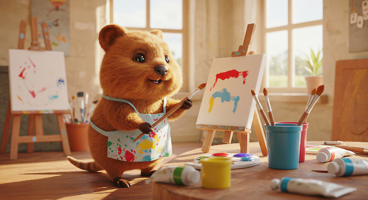 JPG 편집이미지 예술 컬러 창문 스튜디오 햇빛 붓 작업 색칠 미술관 즐거움 그림 캔버스 창의력 이미지편집 AI컴퓨터그래픽 AI콘텐츠 감정 태양 파일형식