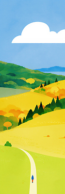 JPG 나무 구름 여행 일러스트 자연 산 사람 풍경 초원 일상 파란색 고요 산책 가을 편안함 힐링 조화 색채 풍요 국내일러스트 AI일러스트 AI콘텐츠 자연요소 식물 계절 컬러 컨셉 휴식 라이프 감각 생태계 파일형식