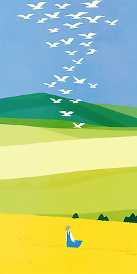 JPG 동물 일러스트 자연 하늘 생명 풍경 초원 일상 파란색 평화 자유 시골 언덕 그림 뷰티풀 평야 국내일러스트 AI일러스트 AI콘텐츠 컬러 컨셉 라이프 생태계 파일형식