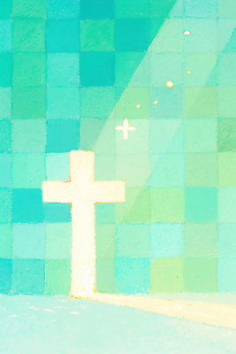 JPG 디자인 감정 기독교 종교 예술 상징 백그라운드 십자가 일러스트 밝음 파란색 빛 평화 표현 신비 타일 조화 국내일러스트 AI일러스트 AI콘텐츠 컬러 컨셉 파일형식