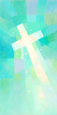 JPG 기독교 종교 예술 상징 컬러 백그라운드 십자가 일러스트 파란색 빛 평화 표현 분위기 명상 그림 예배 신성 상상력 국내일러스트 AI일러스트 AI콘텐츠 컨셉 파일형식