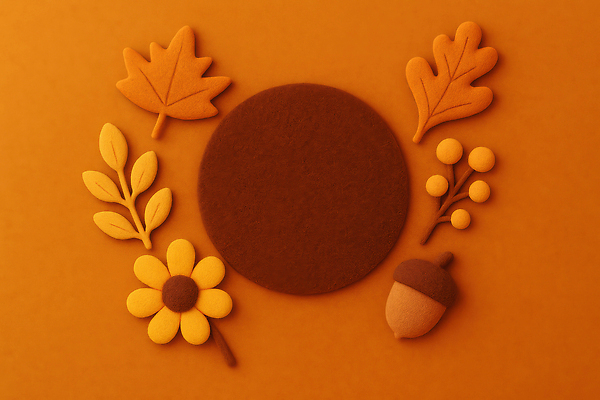 JPG 모양 편집이미지 디자인 꽃 예술 컬러 백그라운드 나뭇잎 장식 주황색 가을 공예 도토리 아이템 창의성 편집실사 AI컴퓨터그래픽 AI콘텐츠 식물 계절 잎 취미 견과류 CG 파일형식