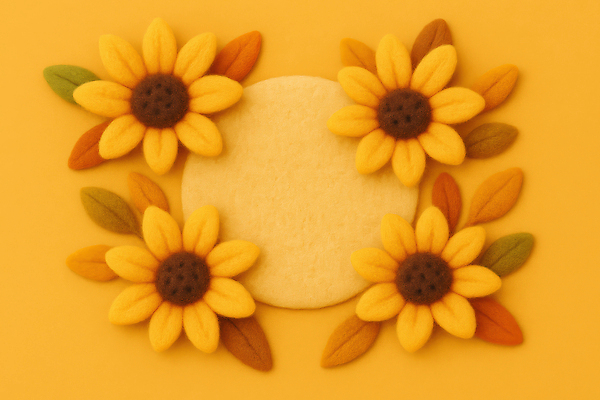 JPG 편집이미지 꽃 음식 컬러 백그라운드 잎 해바라기 디저트 장식 노란색 쿠키 원형 프레젠테이션 오브젝트 원예 제빵 편집실사 AI컴퓨터그래픽 AI콘텐츠 도형 식물 취미 제과제빵 CG 파일형식