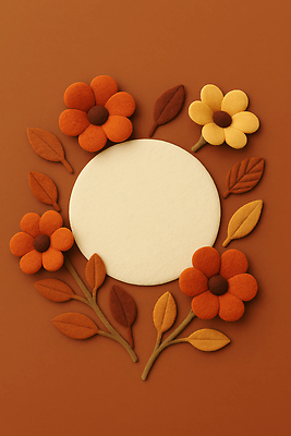 JPG 편집이미지 디자인 꽃 백그라운드 잎 장식 갈색 노란색 원형 공예 오브젝트 그림 편집실사 AI컴퓨터그래픽 AI콘텐츠 도형 식물 컬러 취미 CG 파일형식