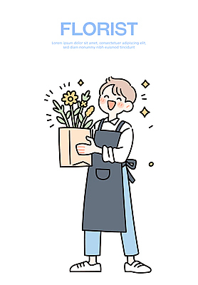 식물 행복 꽃다발 일러스트 사랑 웃음 귀여움 상점 작업 편안함 배열 꽃집 고객 즐거움 조화 생화 플로리스트 Florist 국내일러스트 AI파일 직업 꽃 감정 컨셉 표정 감각 파일형식 벡터