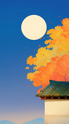 JPG 나무 전통 계절 단풍 일러스트 자연 밤하늘 하늘 한국 풍경 정원 고요 달 가을 도시 달빛 감성 조화 뷰티풀 차분 국내일러스트 AI일러스트 AI콘텐츠 자연요소 식물 아시아 컨셉 잎 야간 생태계 파일형식