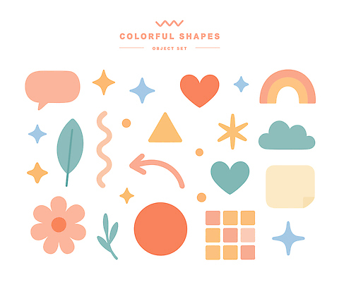 모양 구름 아이콘 디자인 꽃 별 컬러 패턴 대화 그래픽 하트 삼각형 오브젝트 꾸미기 창의성 스타일 2D아이콘 AI파일 자연요소 도형 식물 무늬 말하기 파일형식 벡터