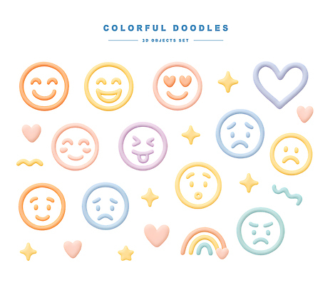 도형 PSD 아이콘 행복 감정 별 무지개 곡선 천사 표정 사랑 3D아이콘 컬러풀 슬픔 하트 배열 드로잉 자연요소 모양 선 컬러 미술 파일형식