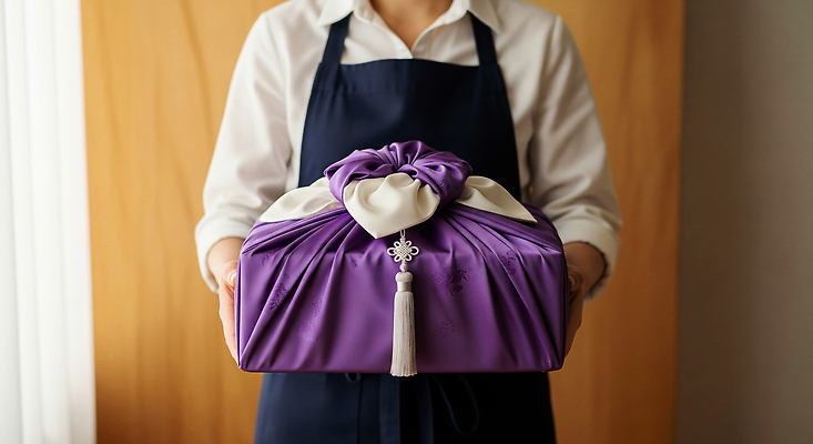 JPG 편집이미지 한국문화 전통 패션 기념일 예술 포장 선물 추석 보라색 축하 보자기 우아함 한복 소중 정성 추석선물 의료성형뷰티 편집실사 AI포토 AI인물포토 AI콘텐츠 동양문화 한국전통 명절 컬러 컨셉 한국 이벤트 전통의상 CG 파일형식 천_직물 명절선물