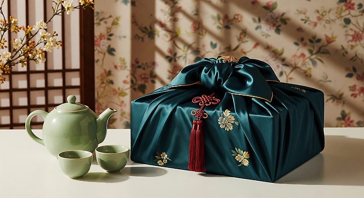 JPG 편집이미지 전통 문화 음식 포장 한국 세트 추석 보자기 고급 우아함 찻잔 다기 다도 한과 다과 뷰티풀 추석선물 편집실사 AI포토 AI콘텐츠 명절 아시아 컨셉 디저트 잔 선물 전통음식 예절 CG 파일형식 천_직물 명절선물