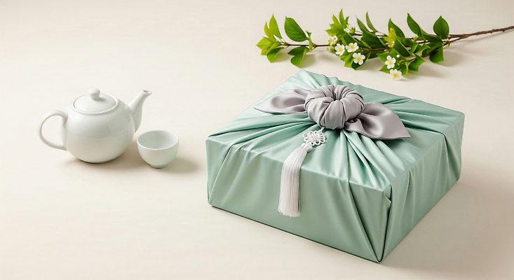 JPG 식물 편집이미지 전통 포장 자연 탁자 잔 실내 선물 인테리어 세트 추석 보자기 고급 차 청록색 다과 추석선물 편집실사 AI포토 AI콘텐츠 식기 디자인 명절 음료 컬러 가구 컨셉 디저트 내부 CG 생태계 파일형식 천_직물 명절선물