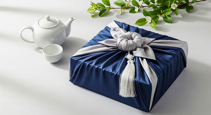 JPG 편집이미지 전통 디자인 문화 상징 포장 탁자 한국 선물 추석 보자기 다기 오브젝트 매듭 뷰티풀 추석선물 편집실사 AI포토 AI콘텐츠 명절 아시아 가구 다도 CG 파일형식 천_직물 명절선물