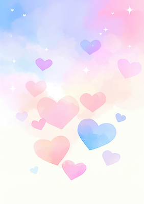 JPG 디자인 감정 컬러 백그라운드 일러스트 하늘 사랑 그래픽 기쁨 로맨틱 하트 표현 그림 부드러움 뷰티풀 소프트 파스텔톤 국내일러스트 AI일러스트 AI콘텐츠 모양 컨셉 감각 파일형식