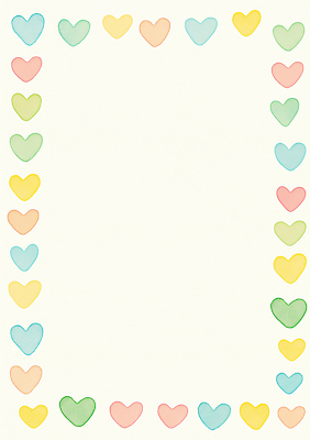 JPG 디자인 예술 컬러 백그라운드 일러스트 문구용품 프레임 따뜻함 사랑 그래픽 장식 다양 하트 편지지 오브젝트 그림 파스텔 창의성 국내일러스트 AI일러스트 AI콘텐츠 모양 감정 다수 학용품 편지 파일형식