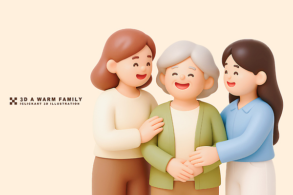 PSD 편집이미지 여자 행복 가족 포옹 따뜻함 사랑 웃음 사람 소통 연대 정 편집3D 감정 컨셉 관계 안기 표정 3D 파일형식