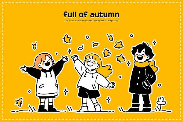 사계절 행복 어린이 백그라운드 낙엽 일러스트 모션 자연 놀이 표정 웃음 풍경 친구 노란색 기쁨 가을 즐거움 친목 색감 국내일러스트 AI파일 계절 감정 컬러 잎 관계 사람 생태계 파일형식 벡터