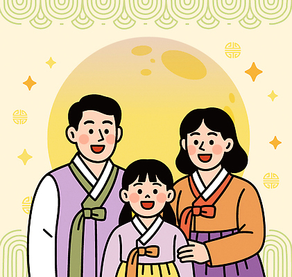 전통 옷 기념일 행복 문화 포즈 백그라운드 일러스트 가족 한국 따뜻함 미소 여러명 추석 축제 한복 자매 형제 화사함 세대 둥근달 국내일러스트 AI파일 한국전통 여자 명절 남자 감정 아시아 다수 컨셉 관계 표정 사람 이벤트 전통의상 파일형식 벡터