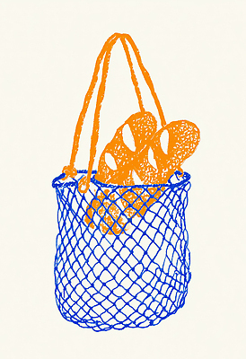 JPG 디자인 빵 컬러 패턴 가방 과일 일러스트 재료 생활 장식 파란색 주황색 신선 시장 오브젝트 그림 담기 핸드메이드 국내일러스트 AI일러스트 AI콘텐츠 잡화 음식 무늬 모션 파일형식