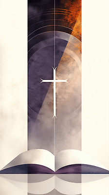 JPG 디자인 기독교 종교 예술 상징 백그라운드 십자가 일러스트 하늘 책 고요 기도 표현 영혼 분위기 예배 신성 감성 조화 영감 국내일러스트 AI일러스트 AI콘텐츠 컨셉 파일형식