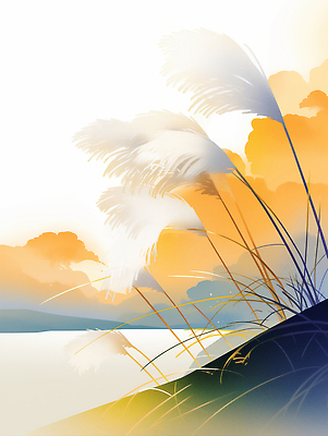 JPG 구름 컬러 일러스트 자연 하늘 바람 휴식 갈대 풍경 물 햇빛 평화 일몰 농촌 저녁 숲 강가 생태계 지역 전경 국내일러스트 AI일러스트 AI콘텐츠 자연요소 식물 컨셉 날씨 강 태양 노을 시골 야간 파일형식 탑뷰