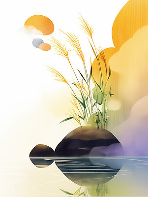 JPG 모양 식물 호수 여유 예술 컬러 일러스트 자연 풍경 물 빛 평화 일출 일몰 분위기 숲 연습 조화 뷰티풀 차분 국내일러스트 AI일러스트 AI콘텐츠 자연요소 감정 컨셉 노을 생태계 파일형식