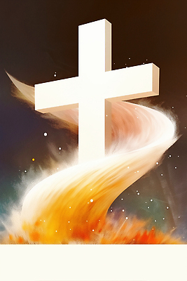JPG 감정 종교 예술 상징 백그라운드 십자가 일러스트 불꽃 빛 희망 기도 연결 그림 단순화된 국내일러스트 AI일러스트 AI콘텐츠 불 파일형식