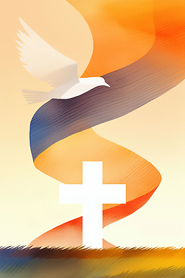 JPG 기독교 종교 예술 상징 컬러 백그라운드 십자가 일러스트 부활절 평화 축제 희망 기도 영혼 축복 비둘기 감사 성령 영감 국내일러스트 AI일러스트 AI콘텐츠 기념일 감정 컨셉 조류 파일형식