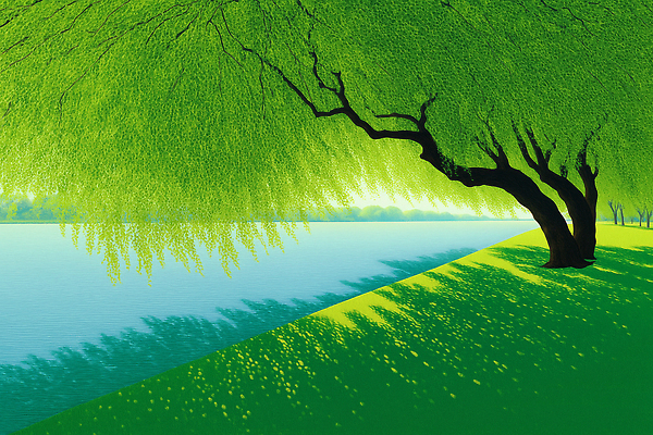 JPG 나무 공원 여유 컬러 일러스트 자연 생명 휴식 나뭇잎 그림자 풍경 잔디 초록색 물 여름 강 햇빛 평화 산책 조화 뷰티풀 국내일러스트 AI일러스트 AI콘텐츠 자연요소 식물 계절 공공시설 감정 컨셉 잎 태양 생태계 파일형식