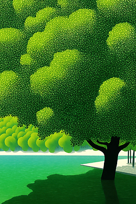 JPG 나무 식물 호수 일러스트 자연 하늘 풍경 야외 초록색 물 여름 평화 환경 산책 숲 그늘 분수 울창 국내일러스트 AI일러스트 AI콘텐츠 자연요소 계절 컬러 컨셉 휴식 생태계 파일형식