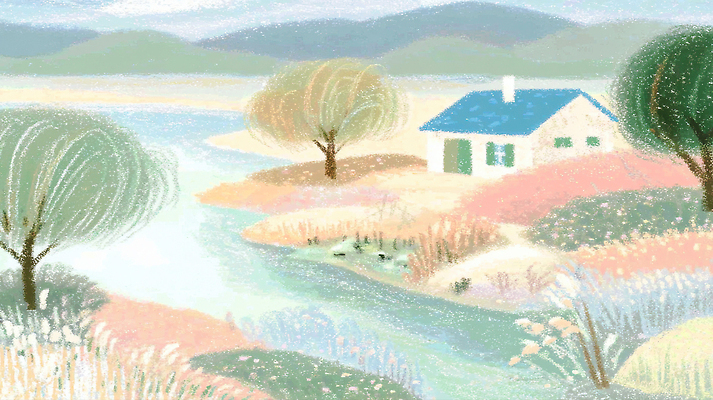 JPG 나무 구름 꽃 일러스트 자연 하늘 수채화 주택 미소 풍경 여름 강 봄 시골 시세 강가 그림 조용 색감 국내일러스트 AI일러스트 AI콘텐츠 자연요소 식물 계절 표정 건물 금융 생태계 파일형식