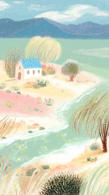 JPG 나무 꽃 여유 섬 일러스트 자연 휴식 주택 풍경 평화 환경 일몰 시골 수중식물 편안함 조경 국내일러스트 AI일러스트 AI콘텐츠 식물 감정 컨셉 건물 노을 감각 생태계 파일형식