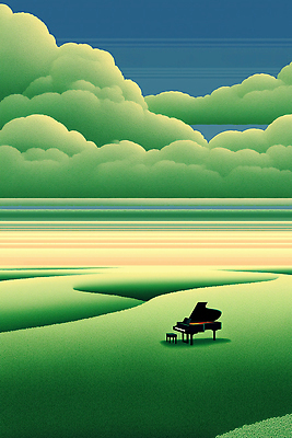 JPG 예술 음악 일러스트 상상 자연 하늘 휴식 창조 풍경 일상 초록색 평화 노을 촬영 고요 피아노 언덕 조화 뷰티풀 국내일러스트 AI일러스트 AI콘텐츠 자연요소 컬러 컨셉 문화예술 라이프 건반악기 생태계 파일형식