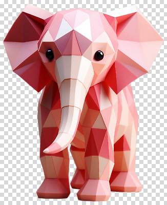모양 편집이미지 디자인 예술 분홍색 컬러 코끼리 장식 조형물 귀여움 삼각형 입체 그림 작품 PNG 창의성 도형 컨셉 포유류 미술 파일형식