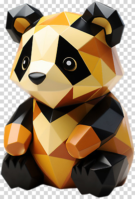 동물 편집이미지 디자인 예술 컬러 조각 앉기 장식 노란색 모형 검은색 주황색 판다 입체 기하학 PNG 무늬 곰 모션 파일형식