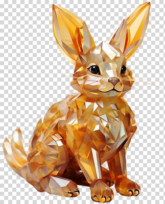 모양 편집이미지 디자인 예술 장식 반짝임 조각상 귀여움 금색 토끼 크리스탈 광택 기하학 PNG 생동감 컬러 컨셉 무늬 포유류 모션 반려동물 조형물 광석 파일형식