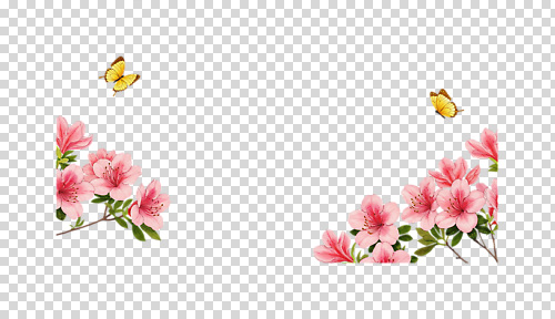 나무 식물 편집이미지 꽃잎 꽃 화초 분홍색 나비 자연 생명 정원 봄 상승 화사함 PNG 계절 컬러 곤충 컨셉 생태계 파일형식