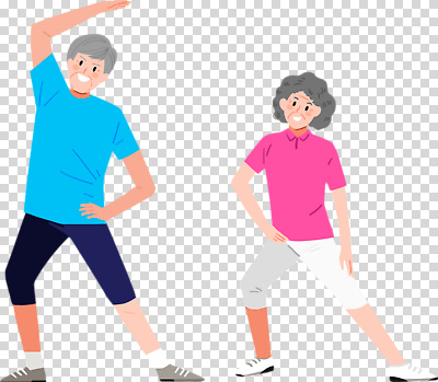 편집이미지 웰빙 함께함 실내 건강 노후 운동복 운동 노부부 스트레칭 활발 유연 연령 즐거움 PNG 부부 옷 감정 컨셉 내부 파일형식