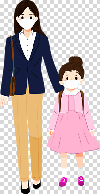 편집이미지 옷 딸 어린이 가족 엄마 건강 마스크 안전 정장 손잡기 도시 외출 방문 PNG 스타일 관계 모션 사람 파일형식