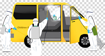 편집이미지 어린이 모션 자동차 건강 안전 노란색 청결 위생 예방 PNG 방역 소독 소독제 작업자 육상교통 컬러 사람 파일형식
