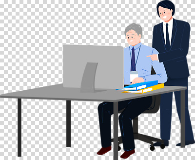 편집이미지 남자 비즈니스 커뮤니케이션 협력 대화 일상 컴퓨터 사무실 모니터 작업 도움 책상 동료 문서 사무용가구 PNG 가구 컨셉 관계 말하기 사람 라이프 전자제품 파일형식