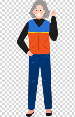 편집이미지 캐릭터 손 패션 컬러 포즈 파란색 주황색 조끼 자신감 모던 PNG 스타일 세련 감정 신체부위 외투 파일형식