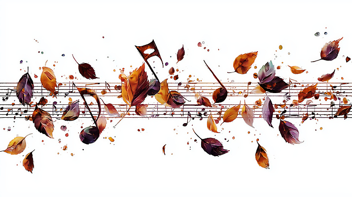 JPG 모양 디자인 감정 예술 음악 컬러 패턴 음표 일러스트 자연 나뭇잎 흐름 가을 표현 감성 조화 뷰티풀 창의성 국내일러스트 AI일러스트 AI콘텐츠 기호 계절 컨셉 잎 무늬 문화예술 생태계 파일형식