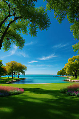 JPG 나무 편집이미지 꽃 호수 바다 자연 하늘 풍경 야외 여름 평화 산책로 조화 뷰티풀 이미지편집 AI컴퓨터그래픽 AI콘텐츠 식물 계절 길 컨셉 생태계 파일형식