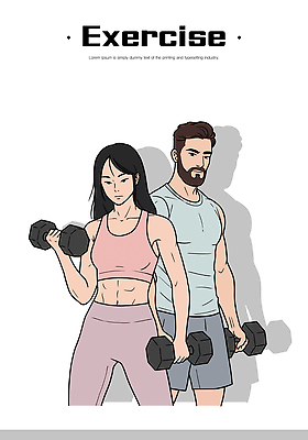 라이프스타일 여자 남자 스포츠 일러스트 근육 건강 운동복 운동 건강관리 헬스 아령 헬스장 연습 국내일러스트 AI파일 옷 관리 사람 생활 파일형식 벡터