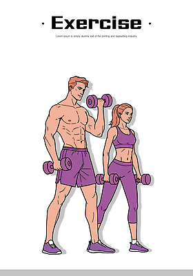 여자 남자 일러스트 근육 운동선수 건강 운동복 운동 헬스 힘 아령 몸무게 연습 체육관 일과 조절 국내일러스트 AI파일 옷 스포츠 사람 파일형식 벡터