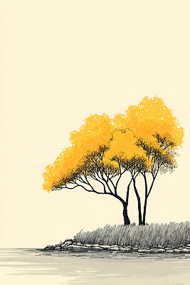 JPG 나무 여유 일러스트 자연 하늘 생명 단풍나무 풍경 잔디 초록색 물 강 노란색 평화 일출 가을 바위 숲 뷰티풀 차분 국내일러스트 AI일러스트 AI콘텐츠 자연요소 식물 계절 감정 컬러 컨셉 단풍 노을 돌_바위 생태계 파일형식