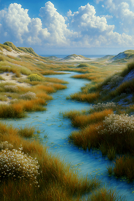 JPG 식물 구름 여유 바다 일러스트 자연 하늘 생명 갈대 풍경 초원 평화 산책 개울 생태계 조화 뷰티풀 색감 국내일러스트 AI일러스트 AI콘텐츠 자연요소 감정 컨셉 휴식 강 파일형식