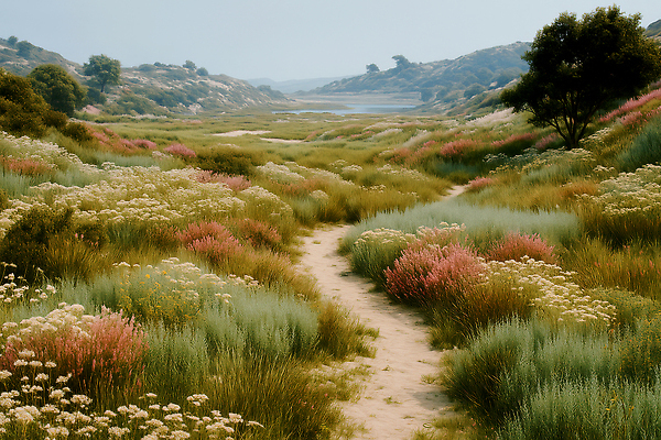 JPG 나무 꽃 감정 길 컬러 일러스트 자연 생명 아침 바람 휴식 풍경 초원 햇빛 평화 걷기 환경 산책 뷰티풀 국내일러스트 AI일러스트 AI콘텐츠 주간 자연요소 식물 컨셉 모션 날씨 태양 생태계 파일형식